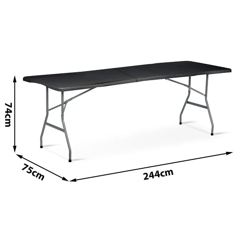 Plonos, stół cateringowy ogrodowy składany, czarny, 244 cm