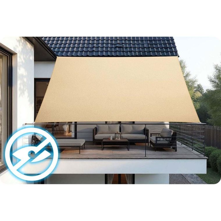 Plonos, żagiel przeciwsłoneczny prostokątny, beżowy, 3-4m