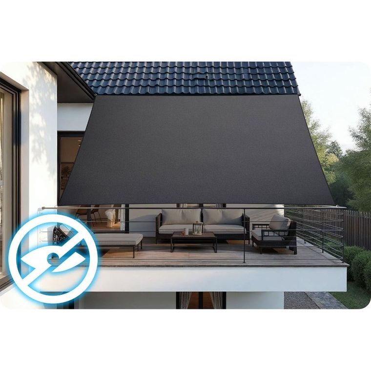 Plonos, żagiel przeciwsłoneczny prostokątny, szary, 3-4m