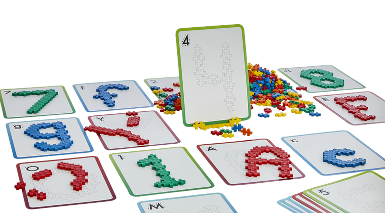 Plus-Plus, Learn to build, ABC 123, mini klocki, mix, 2000 szt., zestaw z płytkami i kartami pracy