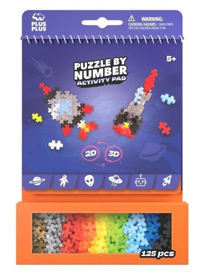 Plus-Plus, Puzzle by Number, Activity Pad, klocki, zestaw kosmiczny, 125 elementów