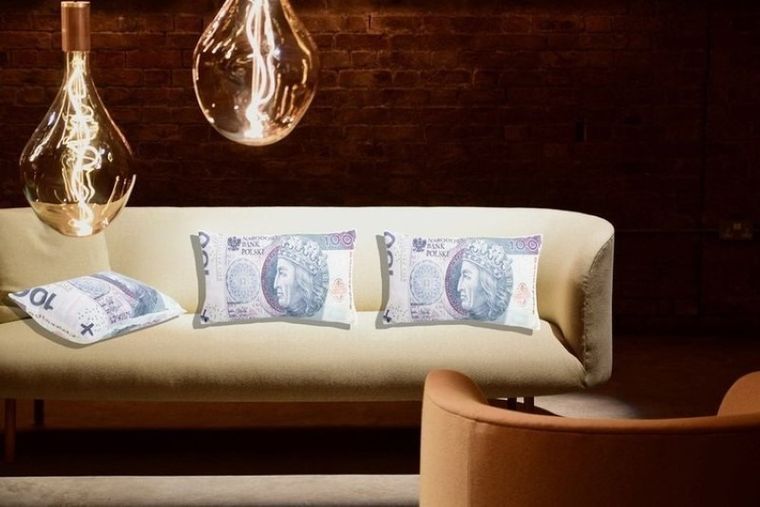 Poduszka, banknot, stówka, 100 PLN
