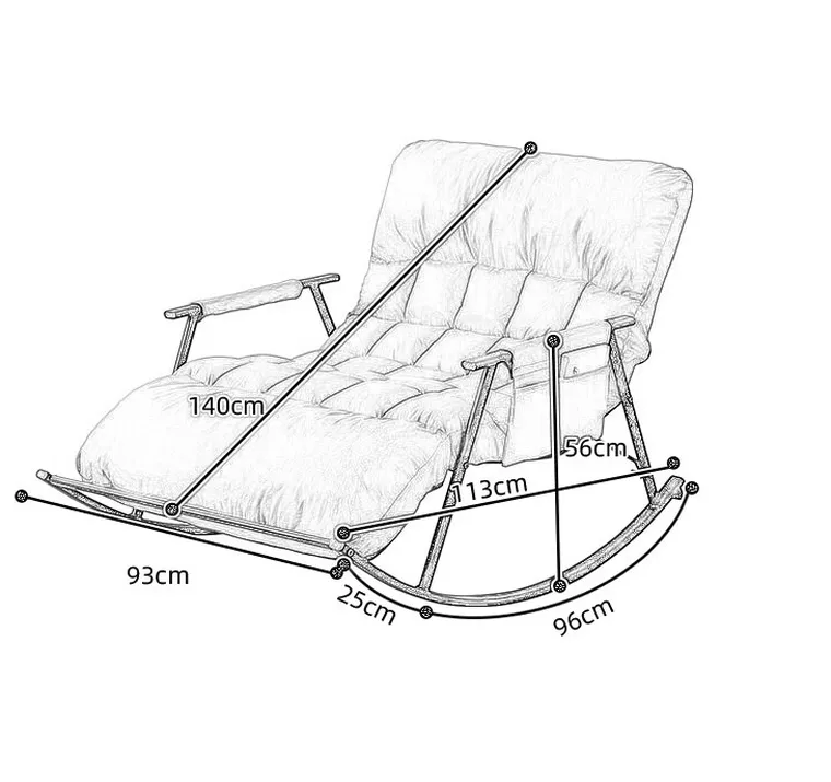 Podwójny fotel bujany z czarną metalową podstawą, szary