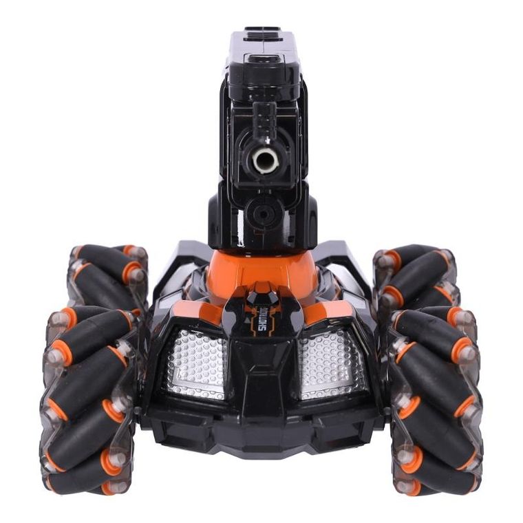 Pojazd zdalnie sterowany, strzelający kulami wodnymi, pomarańczowy