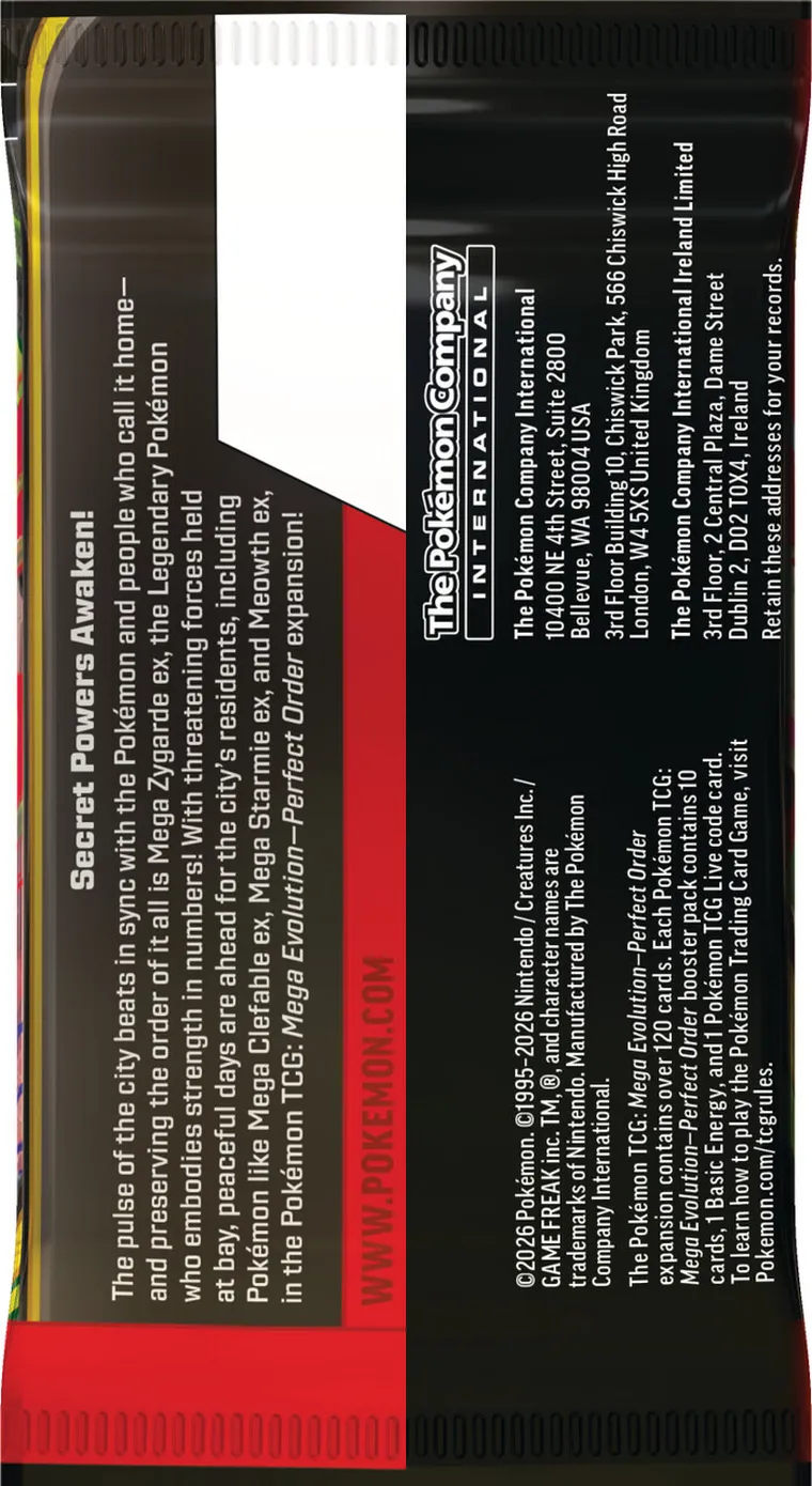 Pokemon TCG: Mega Evolution, Perfect Order, Booster, gra karciana, dodatek