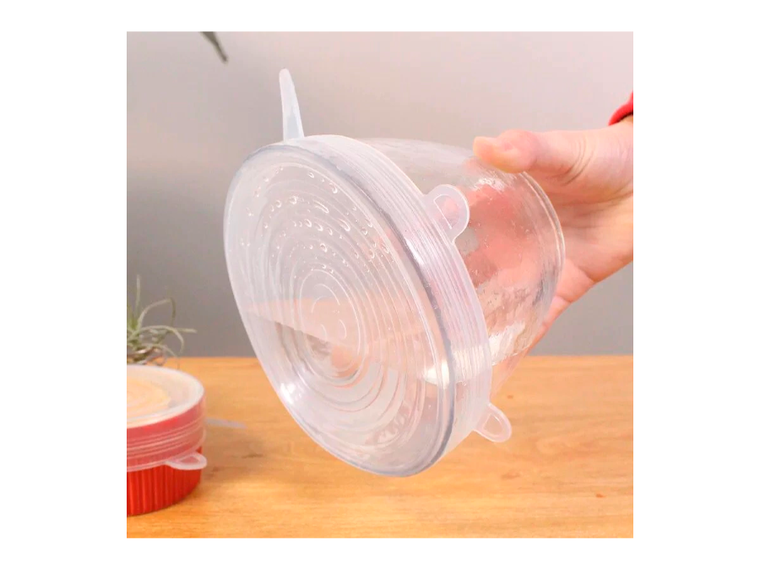 Pokrywki silikonowe do żywności, białe, 6 szt.