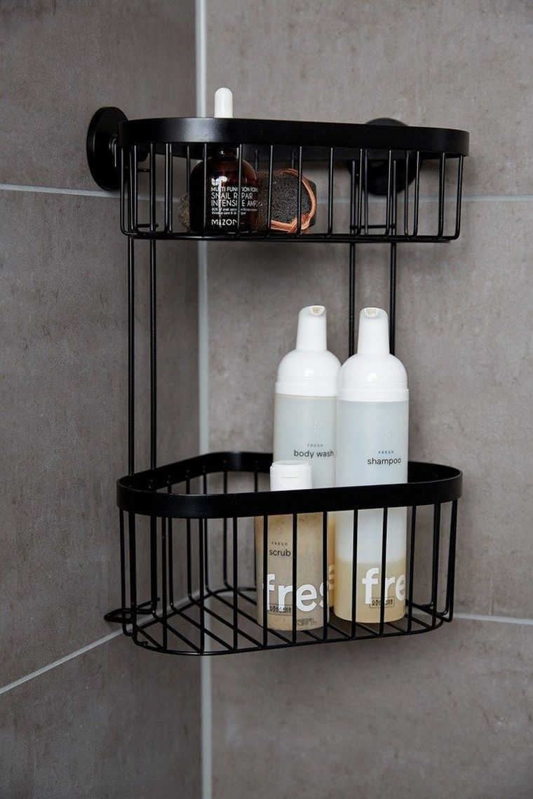 Półka narożna, dwupoziomowa, classic plus, czarny