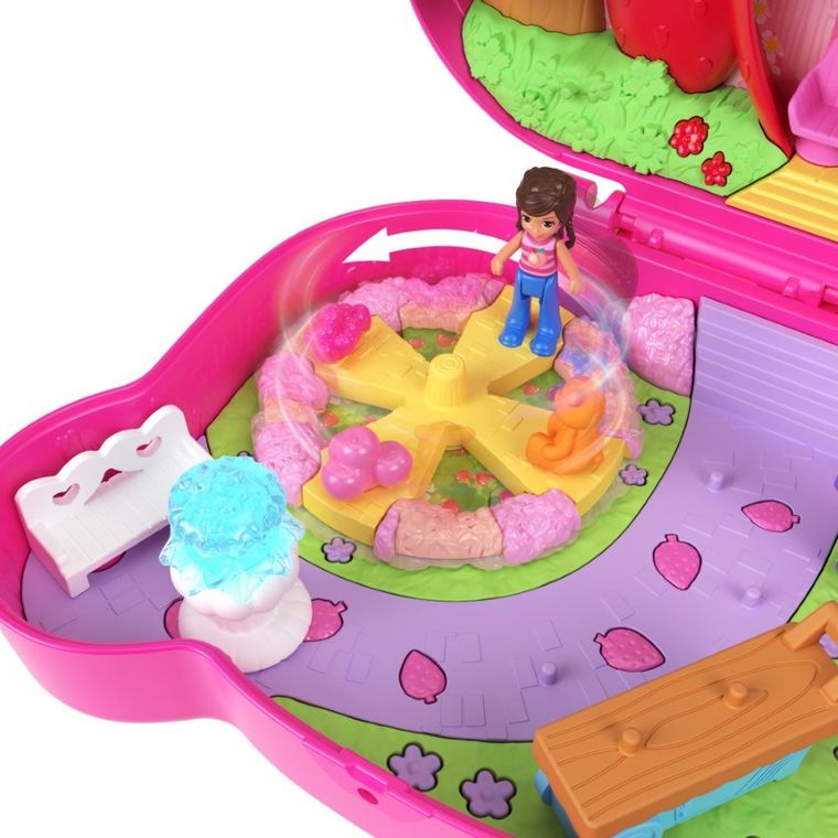 Polly Pocket, Truskawkowy miś, kompaktowy zestaw do zabawy z figurkami i akcesoriami