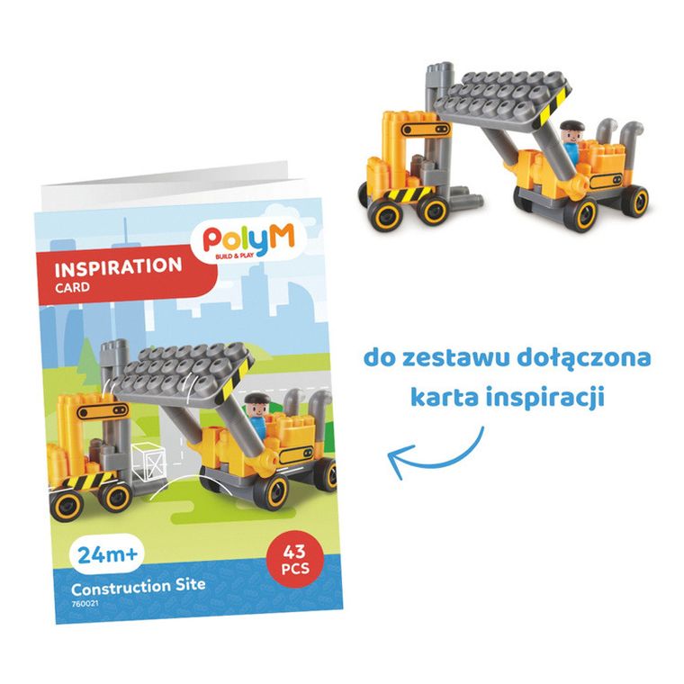 PolyM, Plac budowy, klocki konstrukcyjne, 43 elementów