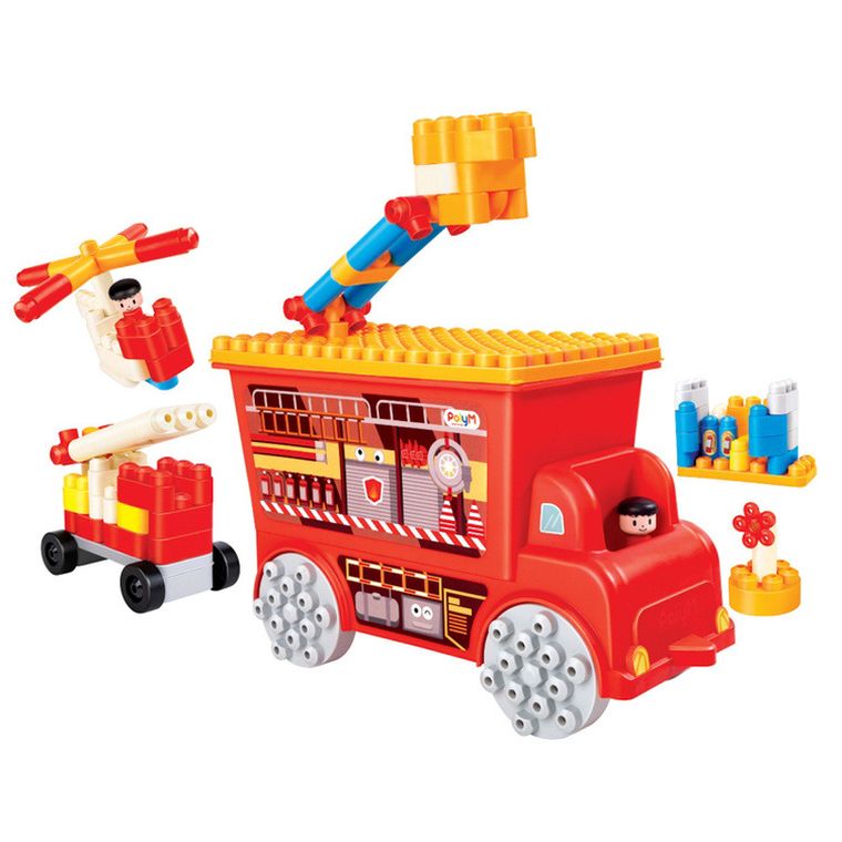 PolyM, Straz pożarna, klocki konstrukcyjne w aucie, 106 elementów