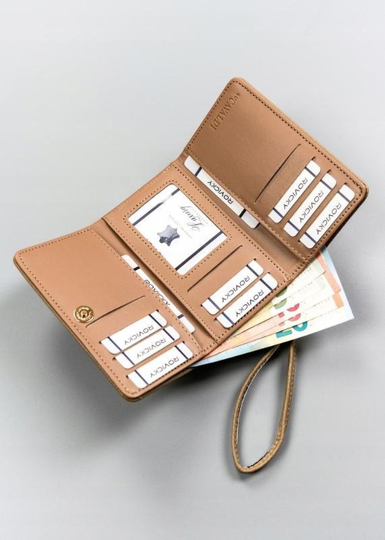 Portfel, beżowy, skóra ekologiczna, Cavaldi