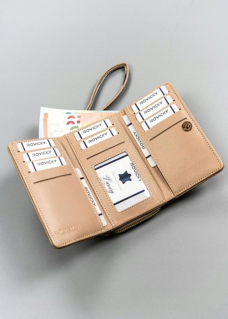 Portfel, beżowy, skóra ekologiczna, Cavaldi