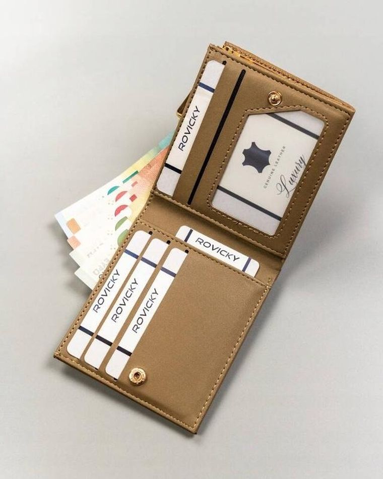 Portfel, beżowy, skóra ekologiczna, Milano Design