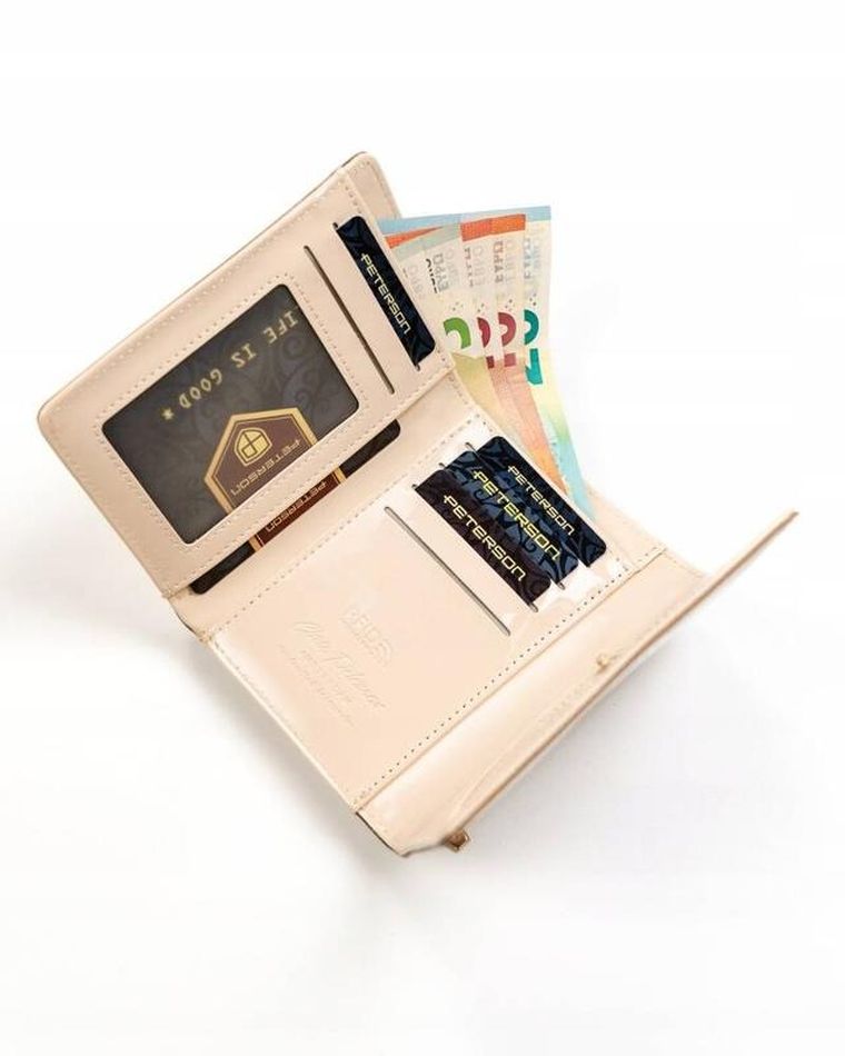 Portfel, beżowy, skóra ekologiczna, Peterson
