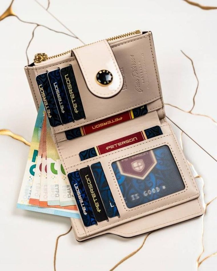 Portfel, beżowy, skóra ekologiczna, Peterson