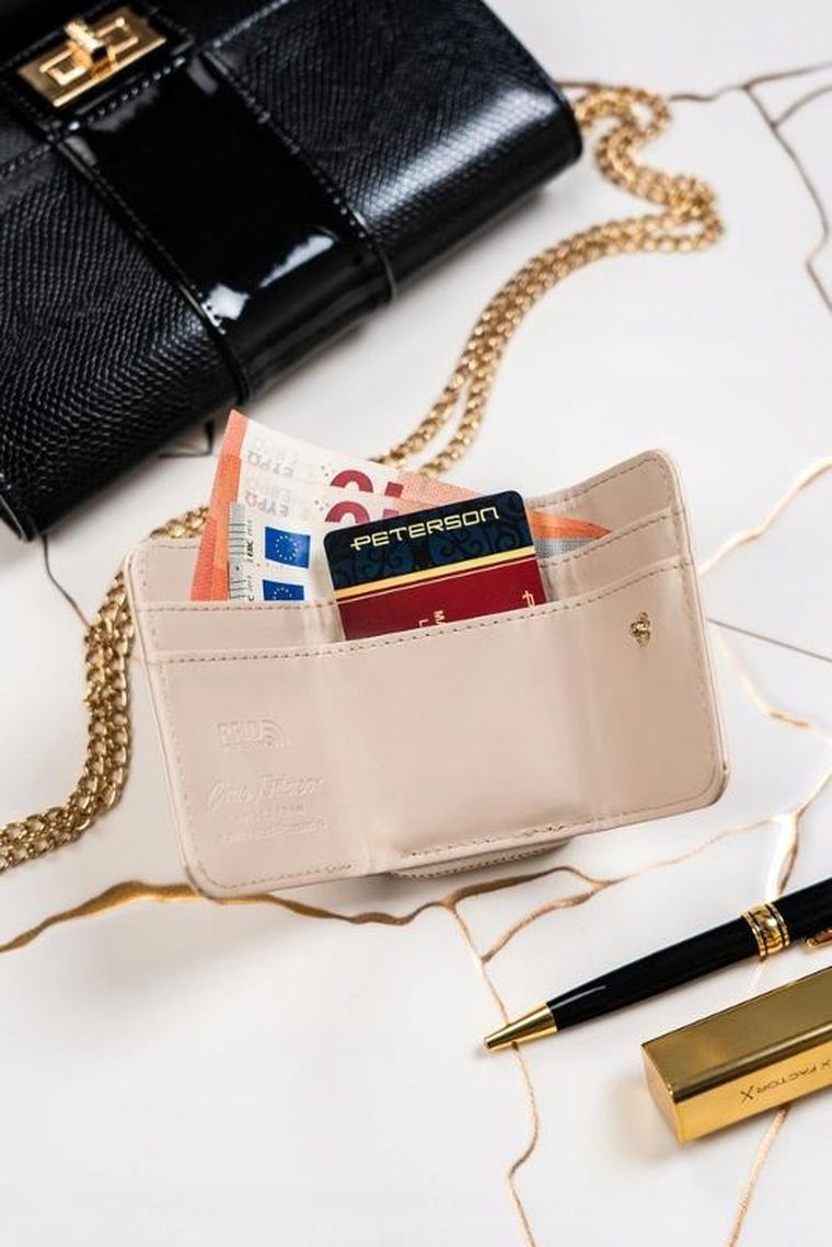 Portfel, beżowy, skóra ekologiczna, Peterson