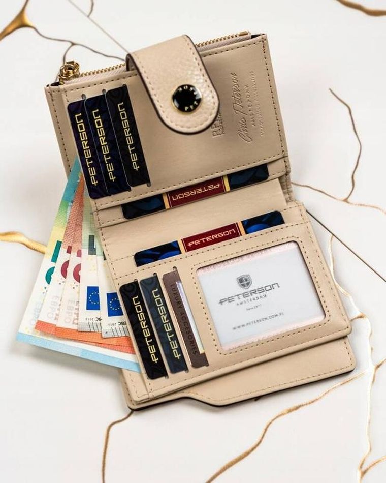 Portfel, beżowy, skóra ekologiczna, Peterson