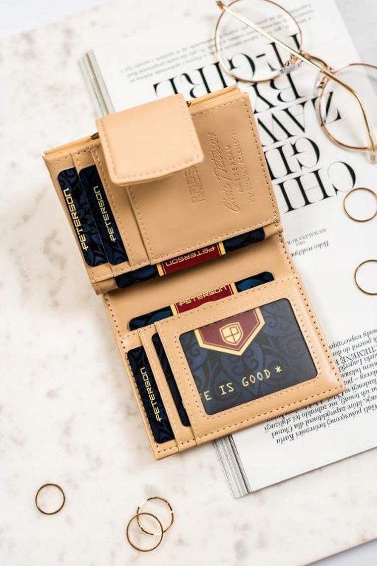 Portfel, beżowy, skóra ekologiczna, Peterson