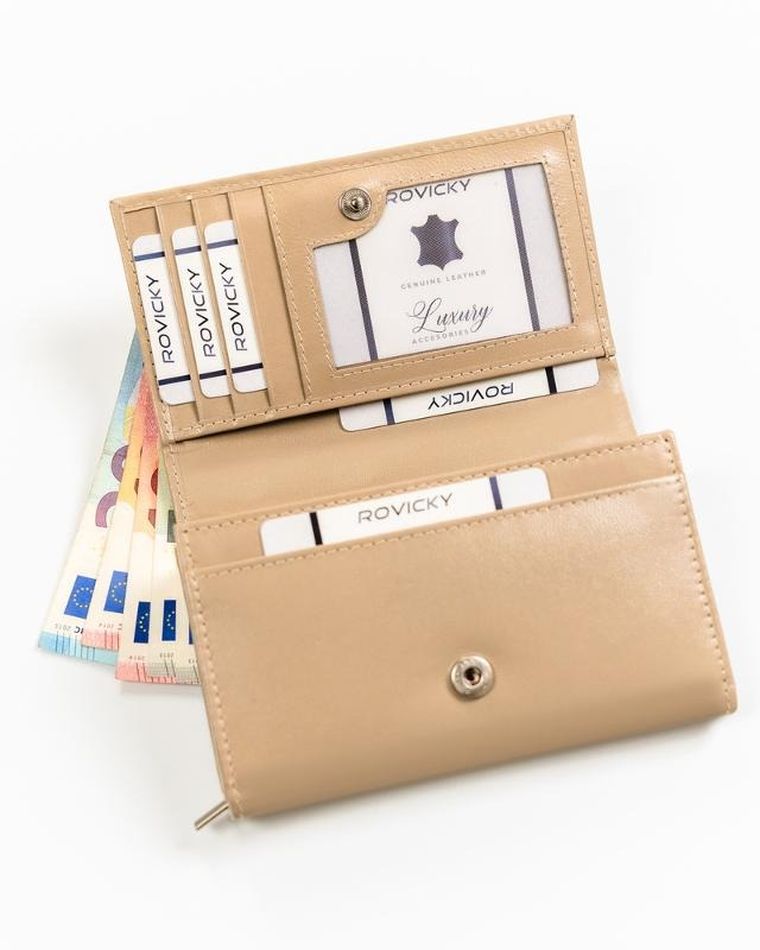 Portfel, beżowy, skórzany, Cavaldi