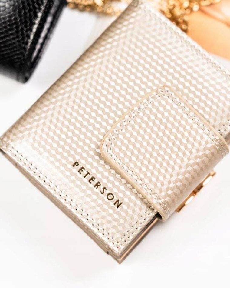 Portfel, beżowy, skórzany, Peterson