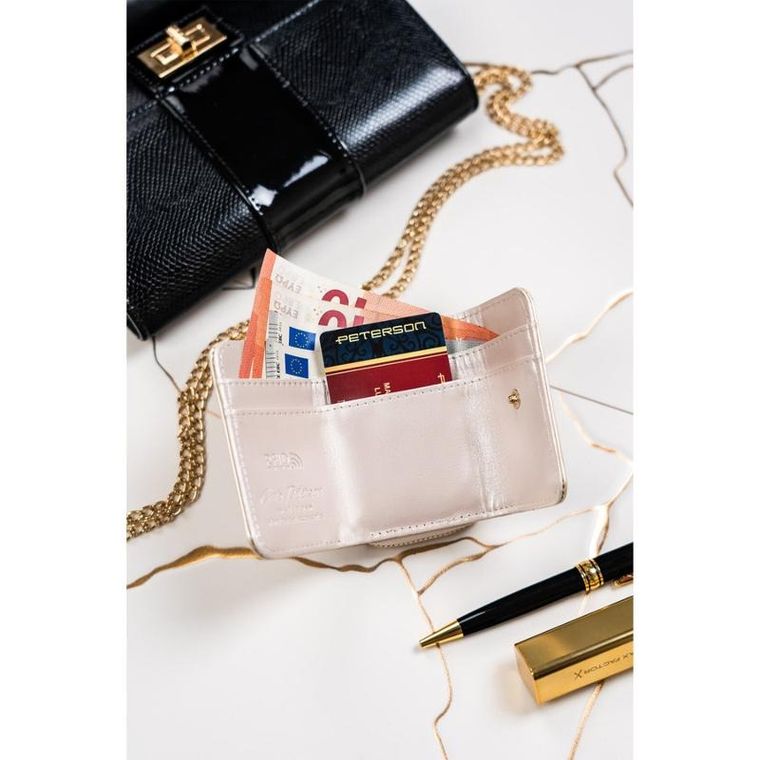 Portfel, beżowy, skórzany, Peterson