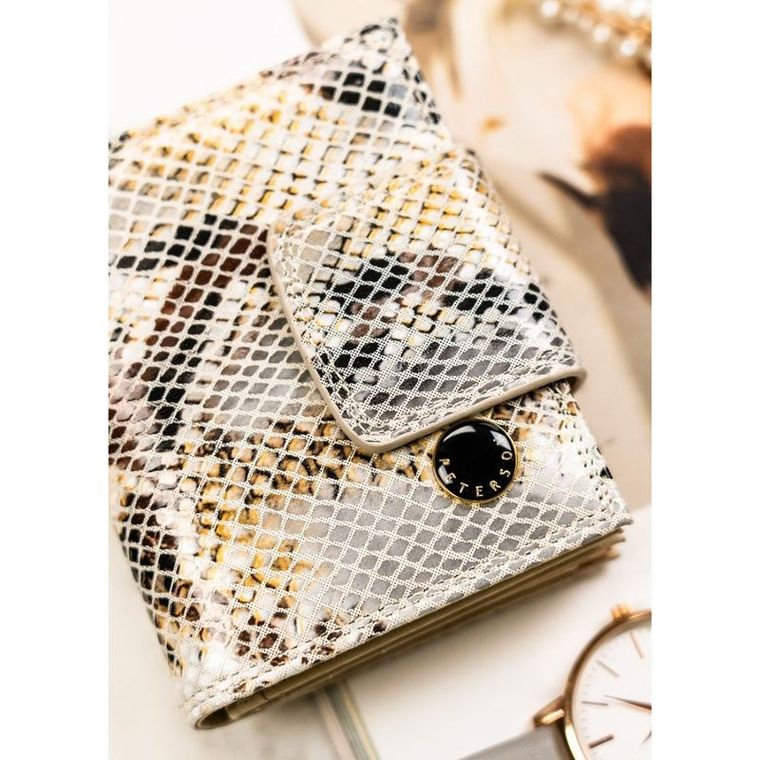 Portfel, beżowy, skórzany, Peterson