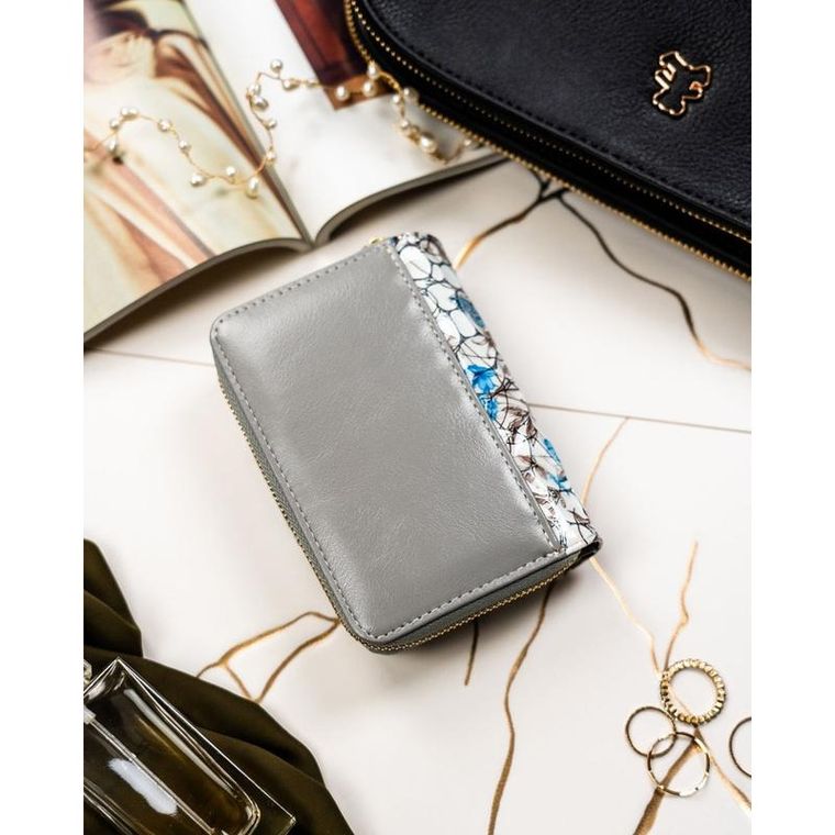 Portfel, biało-niebieski, skórzany, RFID, Peterson