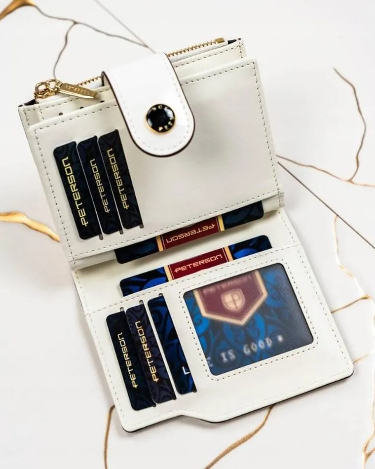 Portfel, biały, skóra ekologiczna, Peterson