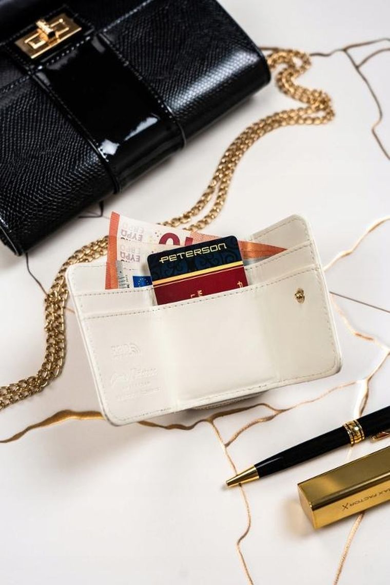 Portfel, biały, skóra ekologiczna, Peterson