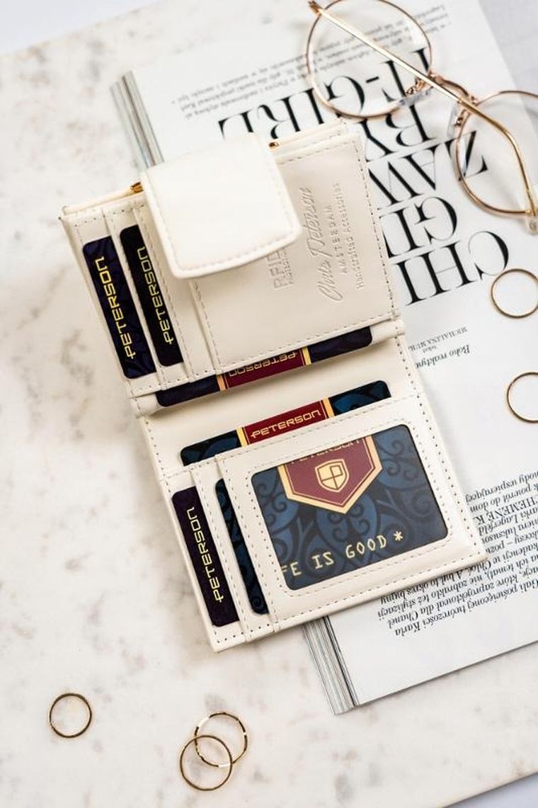 Portfel, biały, skóra ekologiczna, Peterson