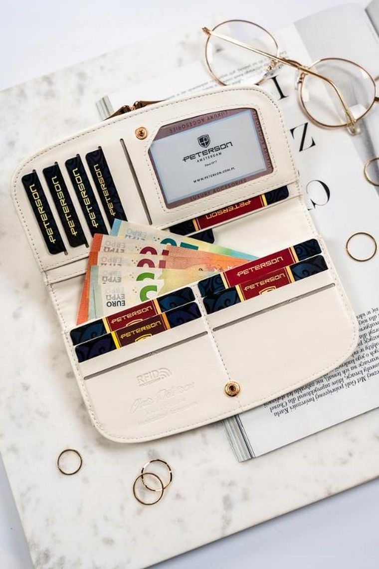 Portfel, biały, skóra ekologiczna, Peterson