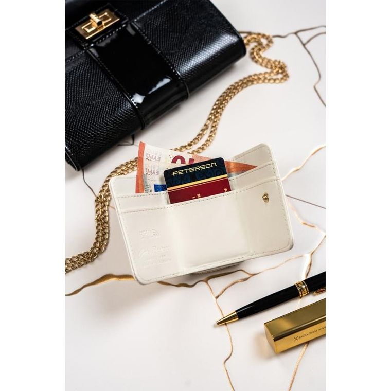 Portfel, biały, skórzany, RFID, Peterson