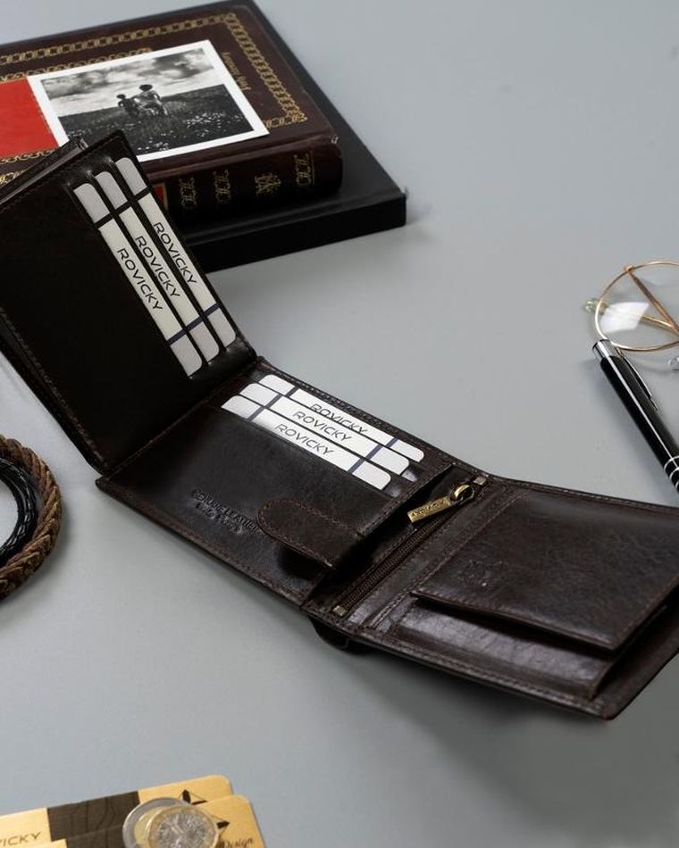 Portfel, brązowy, RFID, Rovicky