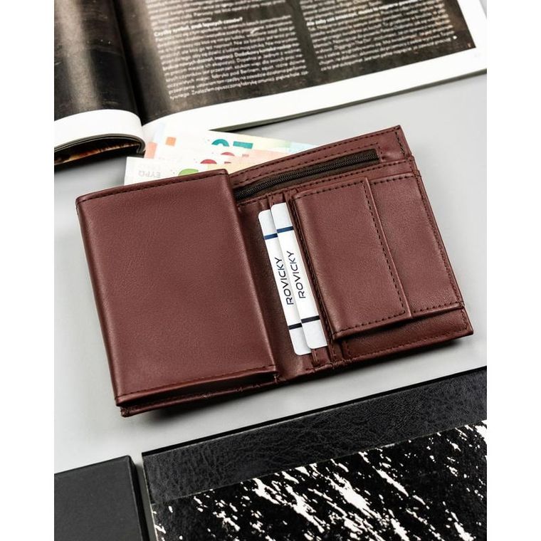 Portfel, brązowy, skóra ekologiczna, 4U Cavaldi