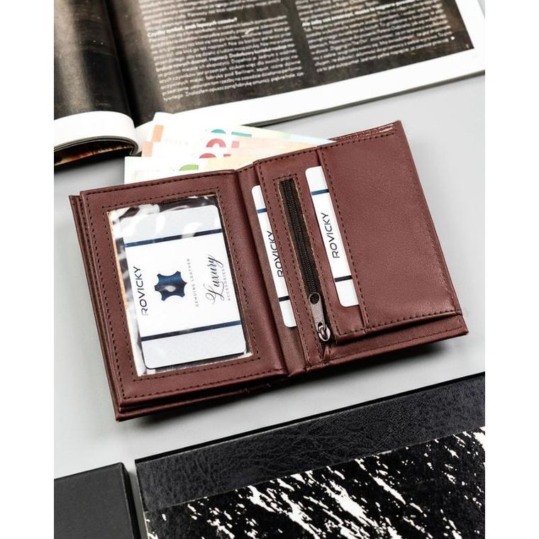 Portfel, brązowy, skóra ekologiczna, 4U Cavaldi