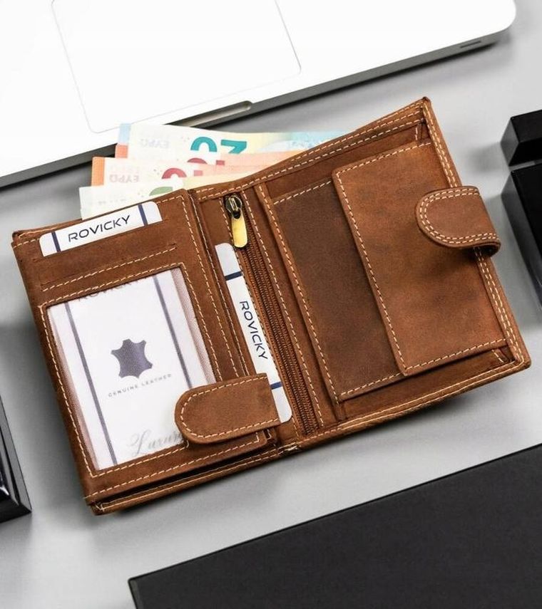 Portfel, brązowy, skórzany, Always Wild