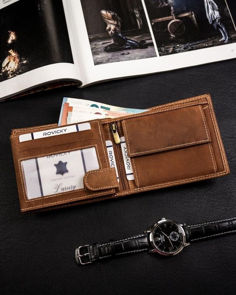 Portfel, brązowy, skórzany, Always Wild