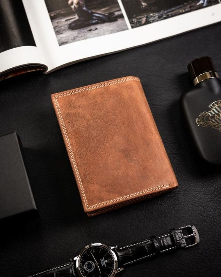 Portfel, brązowy, skórzany, Always Wild