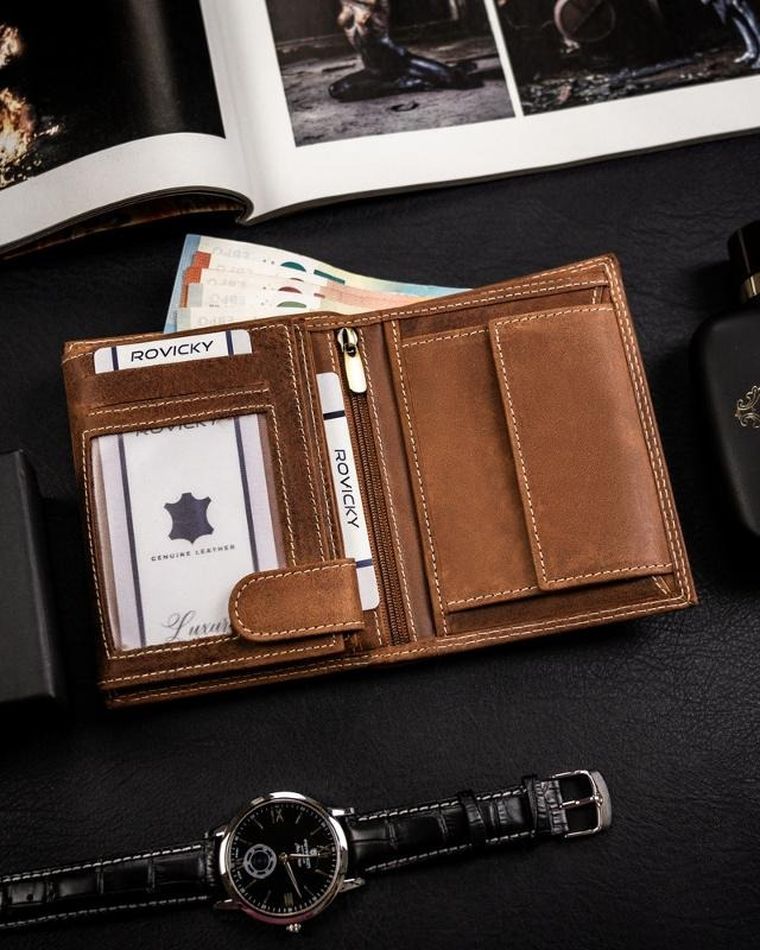 Portfel, brązowy, skórzany, Always Wild