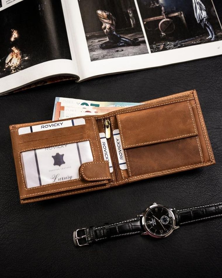 Portfel, brązowy, skórzany, Always Wild