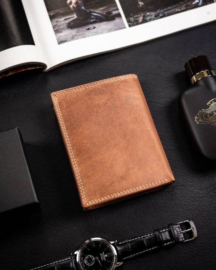 Portfel, brązowy, skórzany, Always Wild