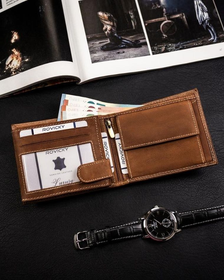 Portfel, brązowy, skórzany, Always Wild