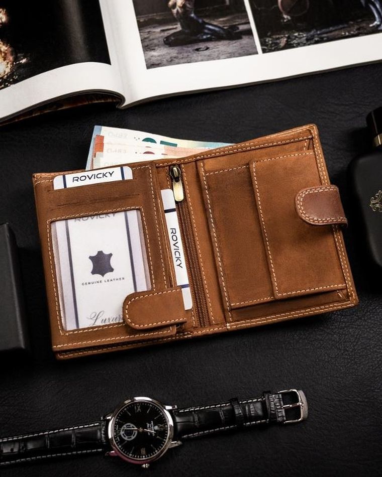 Portfel, brązowy, skórzany, Always Wild