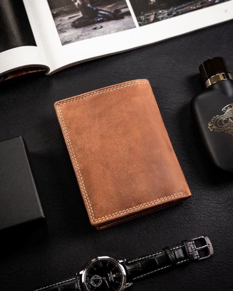 Portfel, brązowy, skórzany, Always Wild