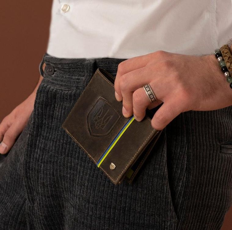 Portfel, brązowy, skórzany, Peterson