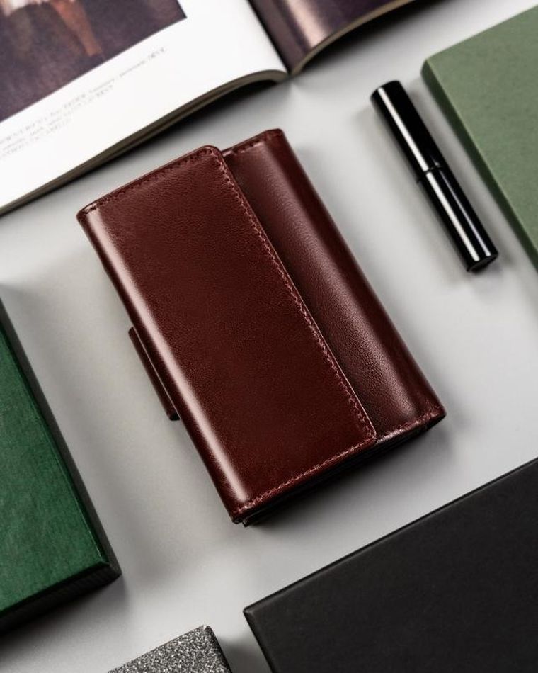 Portfel, brązowy, skórzany, Peterson