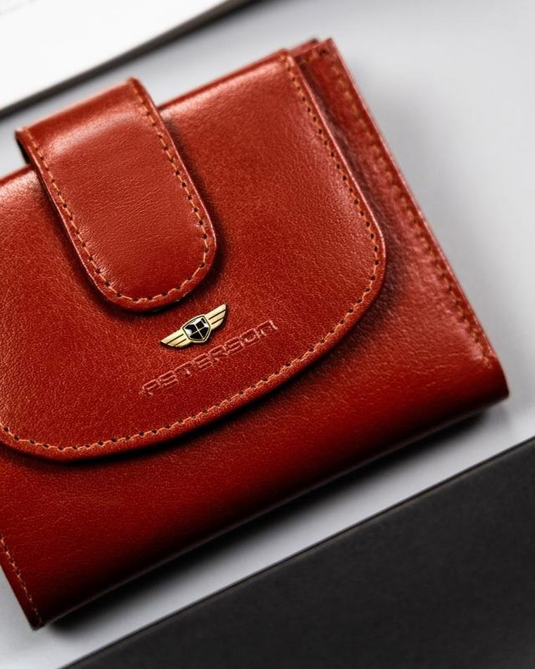 Portfel, brązowy, skórzany, Peterson