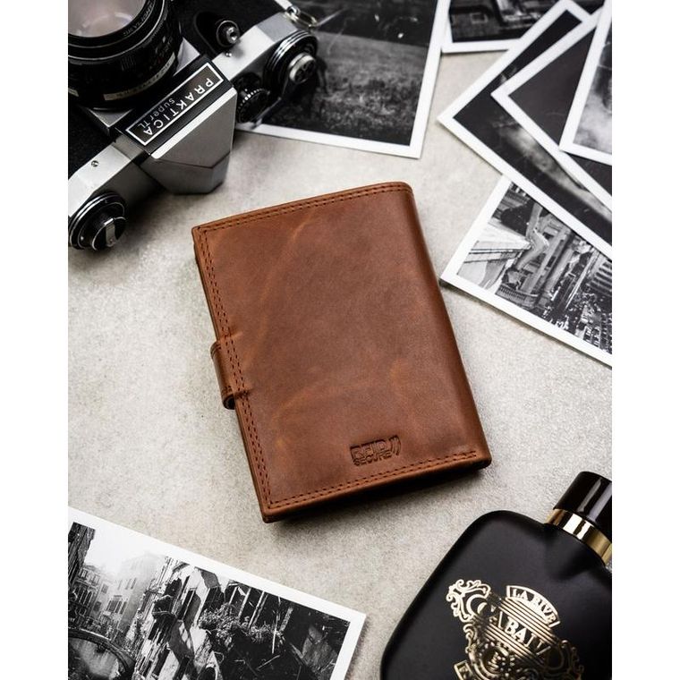 Portfel, brązowy, skórzany, Peterson