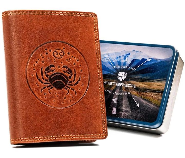 Portfel, brązowy, skórzany, rak, Peterson