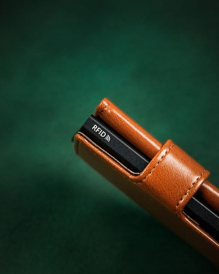 Portfel, brązowy, skórzany, RFID, Peterson